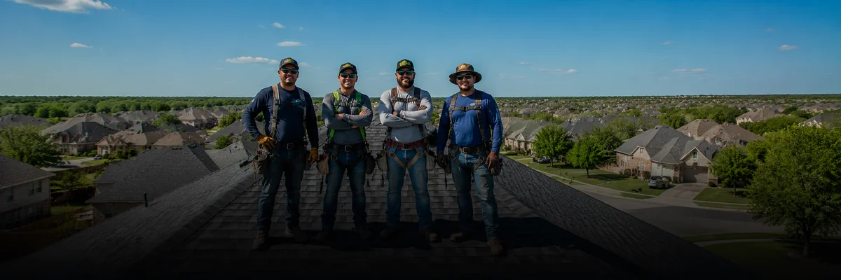 Roofing contractors assessing damage in Texas
